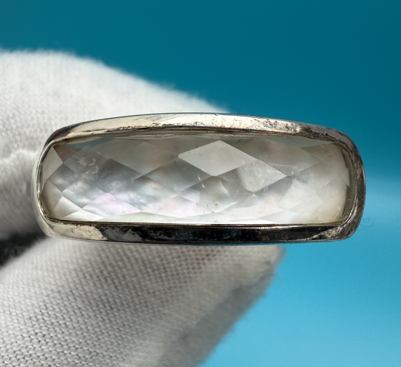 Vintage Robert Lee Morris Sterling Silver Ring w/ Mother of Pearl Doublet0