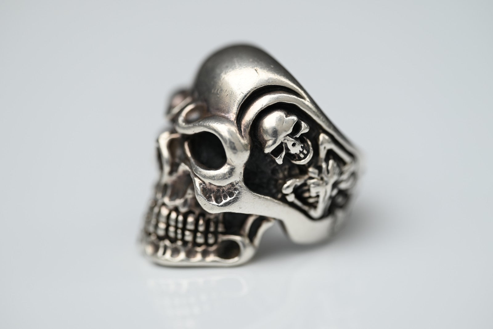 Heavy Sterling Silver Handmade Biker Skull & Skeleton Men’s Ring Size 6.51