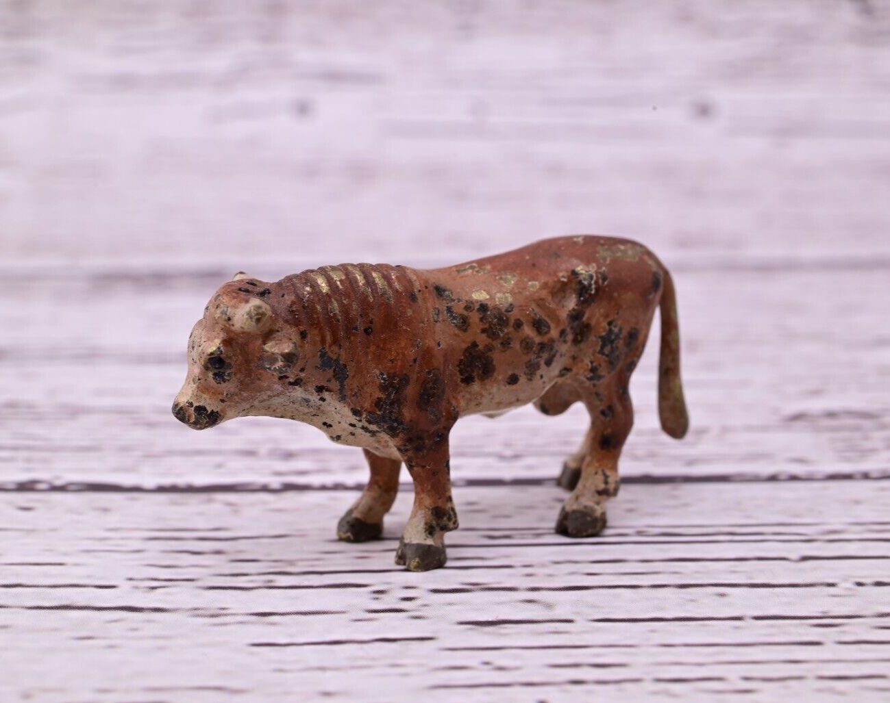 Tiny Antique Austrian Vienna Cold Painted Bronze Figure of a Brown Bull1