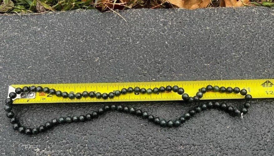Gorgeous Antique / Vintage Spinach Natural Nephrite Jade Beaded Necklace #49