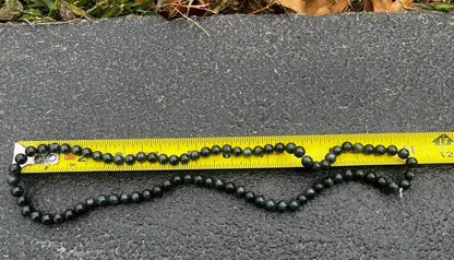 Gorgeous Antique / Vintage Spinach Natural Nephrite Jade Beaded Necklace #49