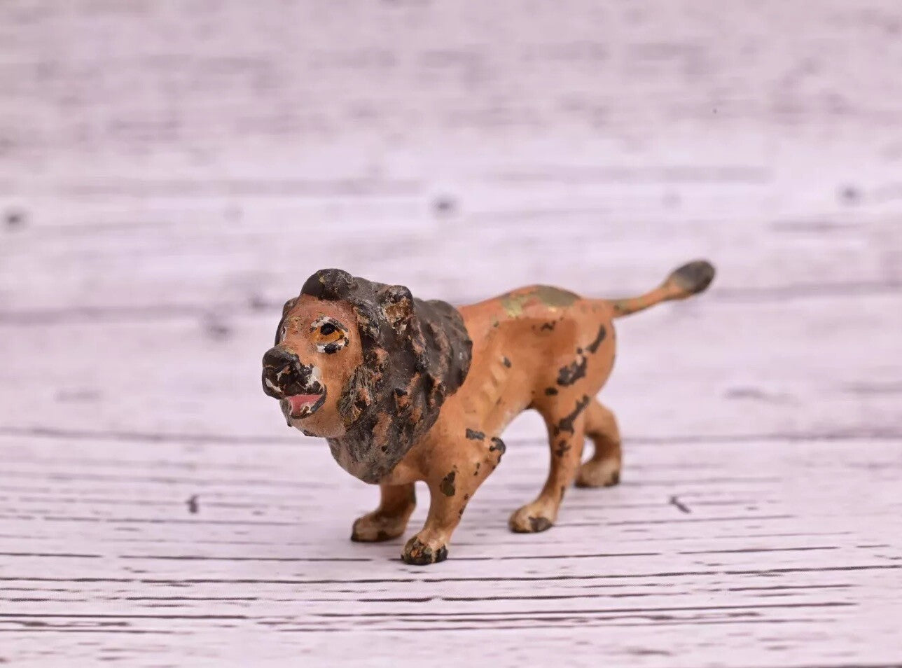 Well Detailed Antique Austrian Vienna Cold Painted Bronze Figure of Small Lion2