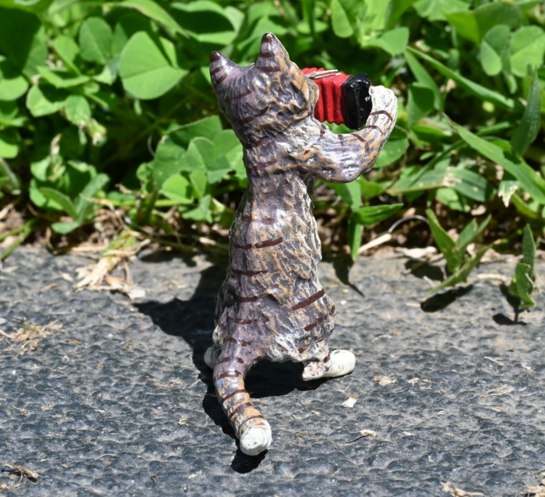 Fritz Bergmann  Austrian Vienna Cold  Painted Bronze Musical Cat with Accordion3