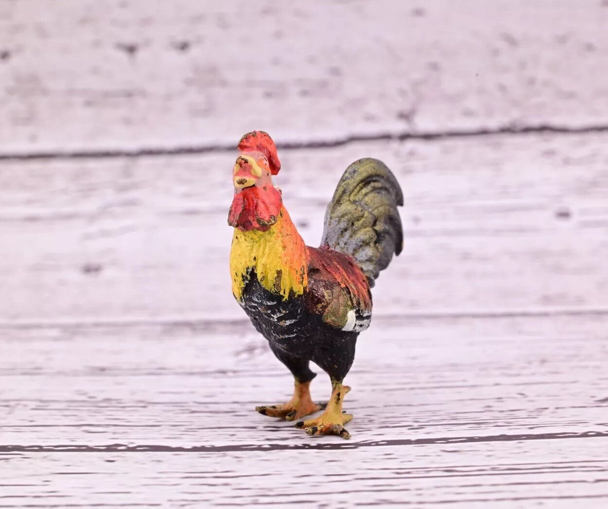 Colorful Antique Austrian Vienna Cold Painted Bronze Figure of Miniature Rooster12