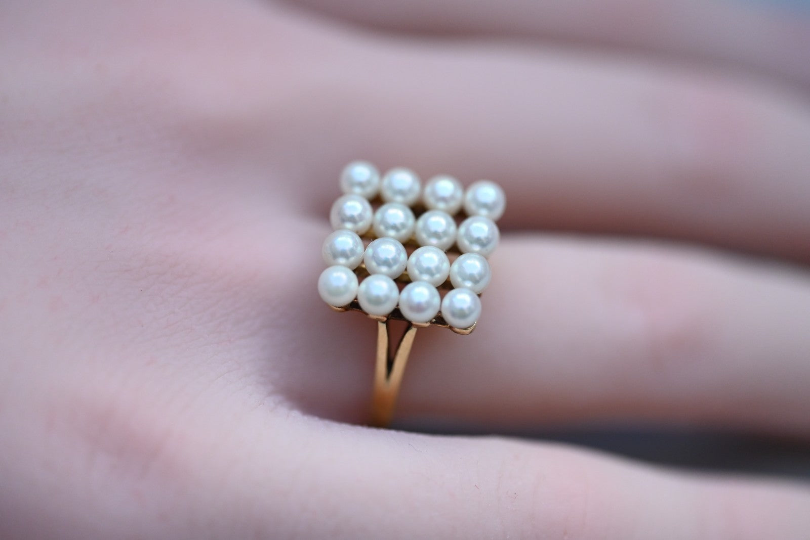 Stunning Akoya Pearls Cluster Ring 14k YG by World Renowned Designer MIKIMOTO5