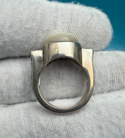 Gorgeous Vintage Signed Judith Ripka Sterling Silver & Mother of Pearl Ring 4