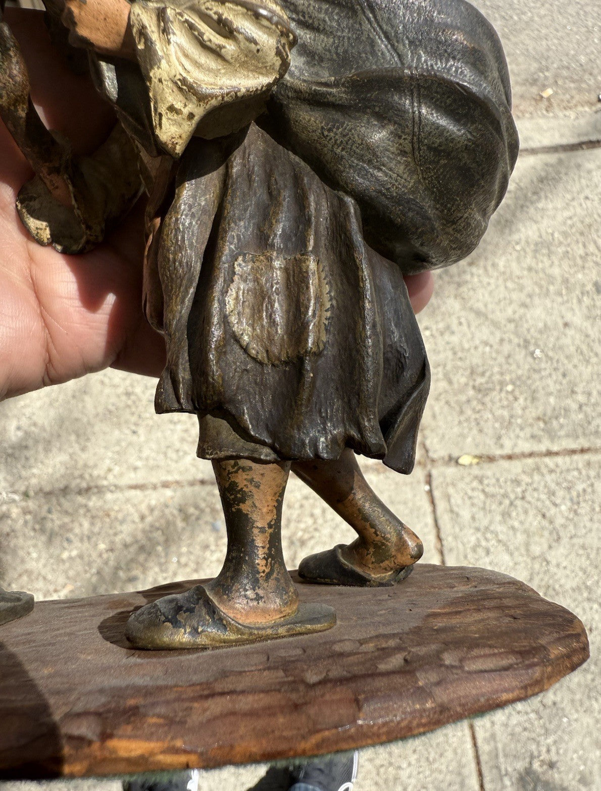 Rare Antique Austrian Vienna Cold Painted Bronze Match Spill of Old Poor Man13