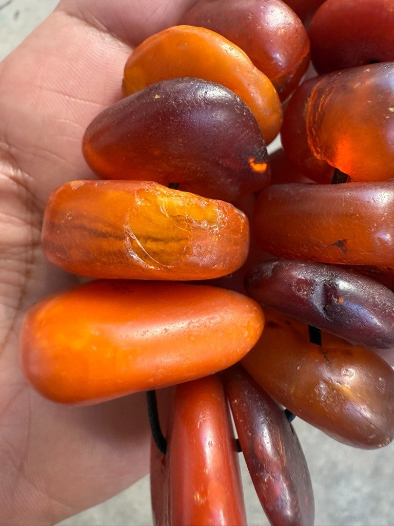 Large Antique Middle Eastern Baltic Butterscotch Amber Beaded Necklace 118 Gram5