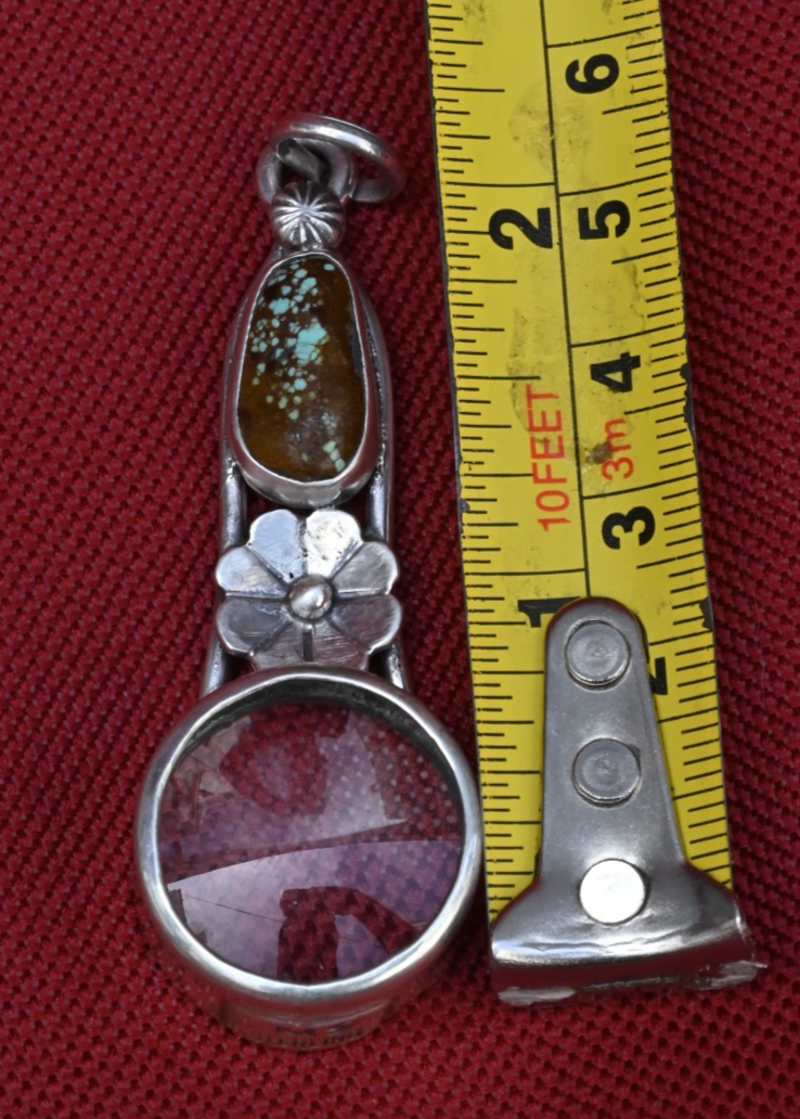 Handmade Sterling Silver Southwest Jewelers Loupe W/ Brown Turquoise4