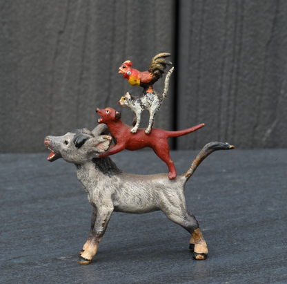 Cute Vintage Austrian Vienna Bronze Figural Group "Musicians of Bremen"2
