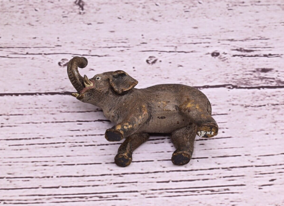 Early Antique Austrian Vienna Cold Painted Bronze Figure of Young Elephant12