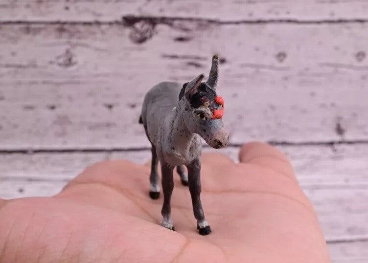 Antique Austrian Vienna Cold Painted Bronze Figure of Donkey with Red Eyepatch8
