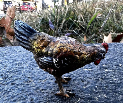 Small Antique Austrian Vienna Cold Painted Bronze Figure of Chicken12