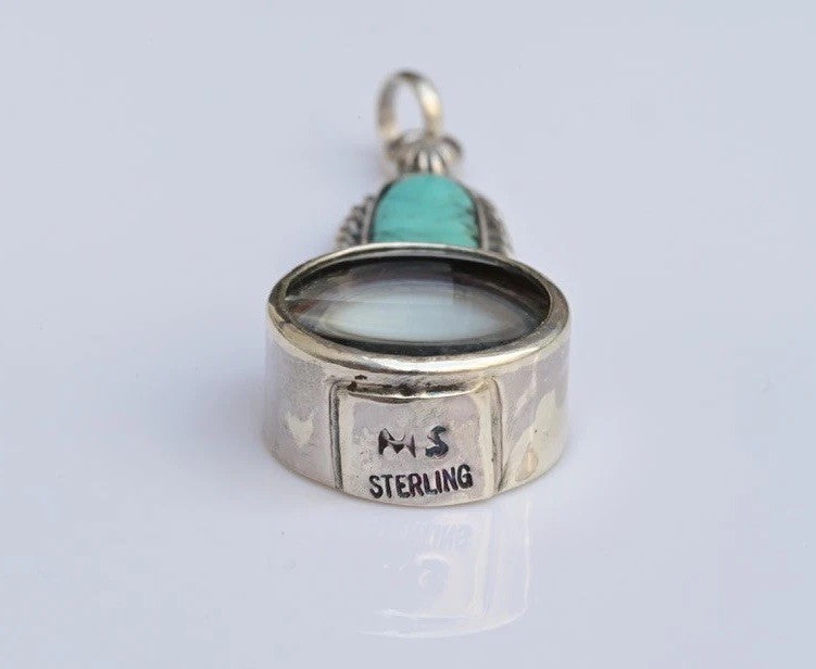 Sterling Silver Southwest Jewelers Loupe W/ Turquoise Cabochon Gem3