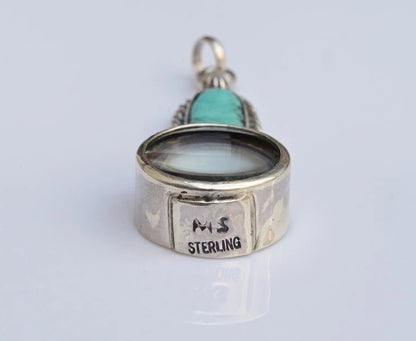Sterling Silver Southwest Jewelers Loupe W/ Turquoise Cabochon Gem3