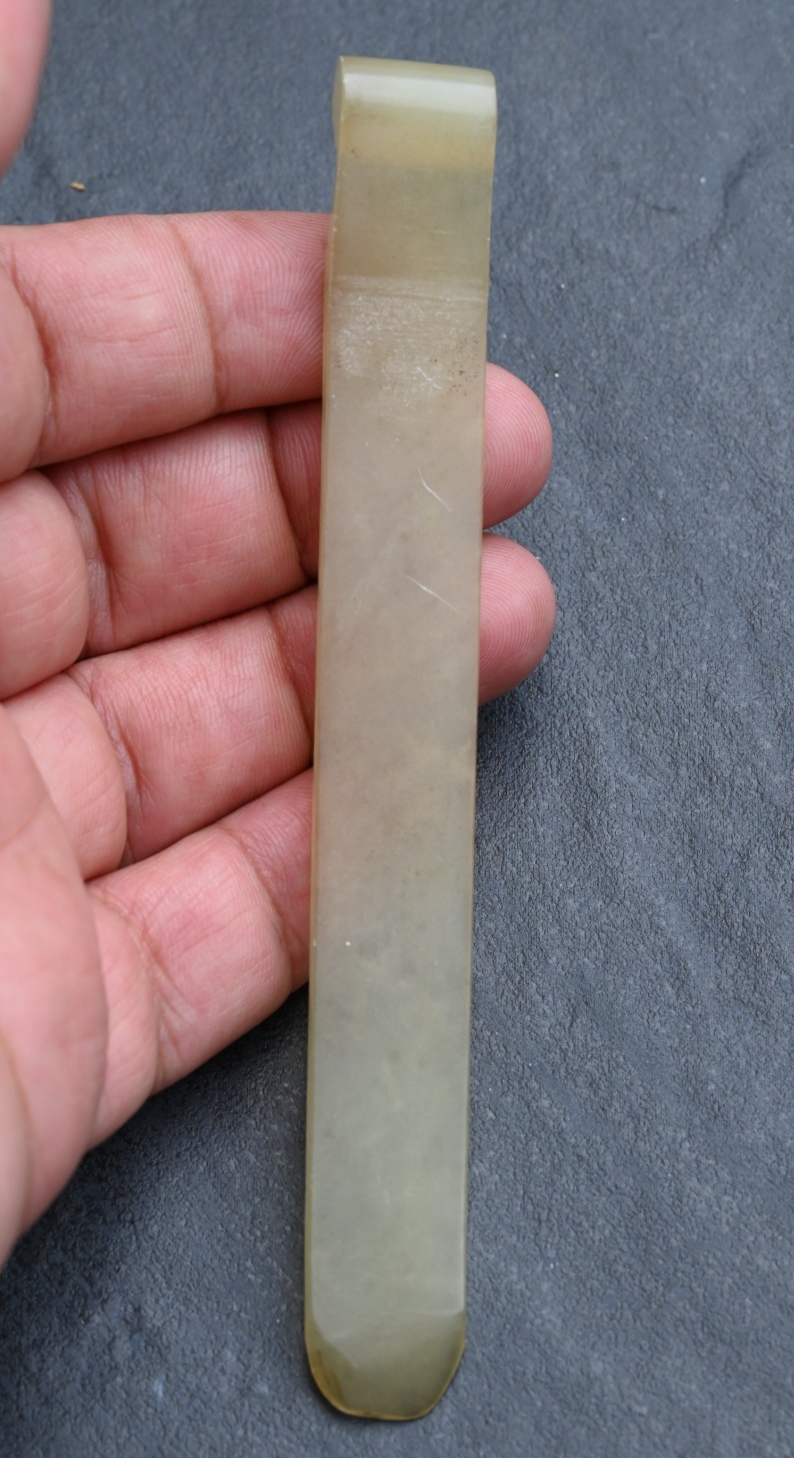 Antique Greenish Translucent Jade Precious Object Hairpin / Brushrest2