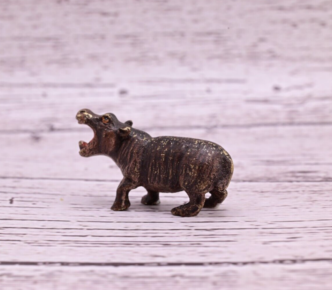 Life-Like Antique Austrian Vienna Cold Painted Bronze Figure of Hippopotamus4