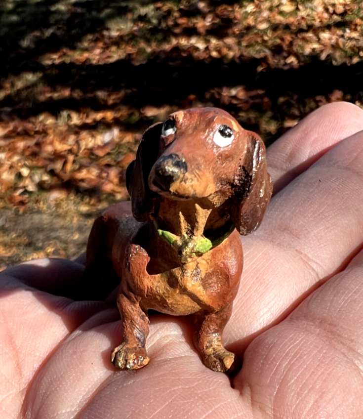Gorgeous Antique Austrian Vienna Cold Painted Bronze Figure of  Dachshund Dog18