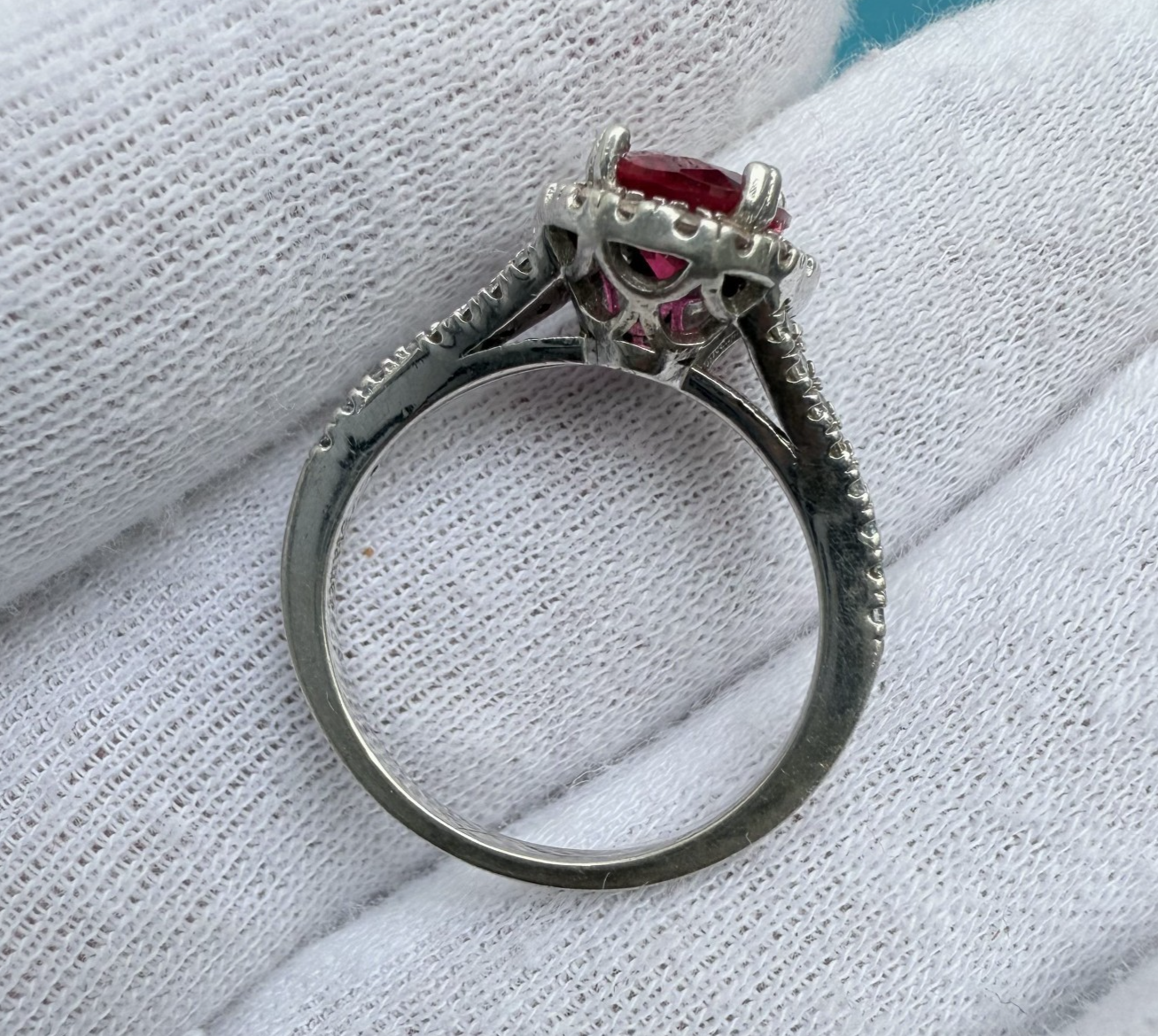 Sterling Silver Ring with Lab Created Red Ruby Gemstone2