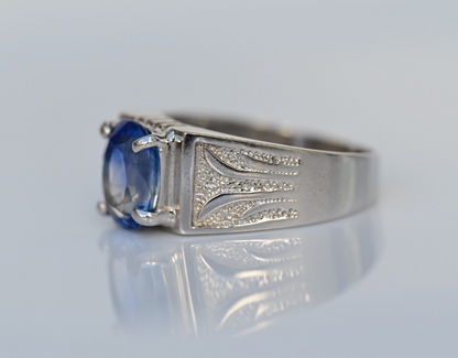 Gorgeous 18K White Gold with 2 ct Vivid Natural Blue Sapphire Ring2