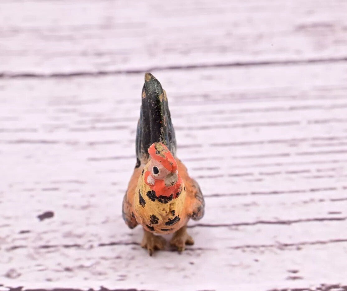 Original Miniature Antique Austrian Vienna Cold Painted Bronze Cute Rooster11