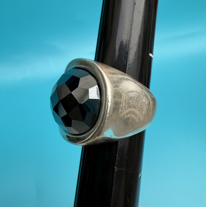 Vintage Robert Lee Morris Studio Sterling Silver Ring w/ Faceted Black Onyx 5