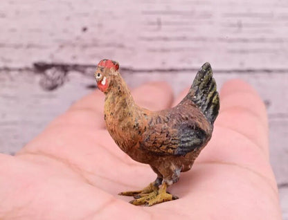 Lovely Antique Austrian Vienna Cold Painted Bronze Figure of Brown Hen Chicken5
