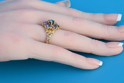 Gorgeous Mystic Fire Topaz Gemstone Floral Design 10K Yellow Gold Ring9
