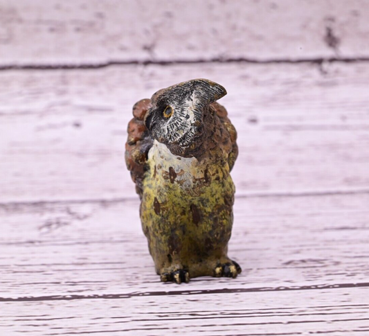 Well Detailed Antique Austrian Vienna Cold Painted Bronze Figure of Owl1