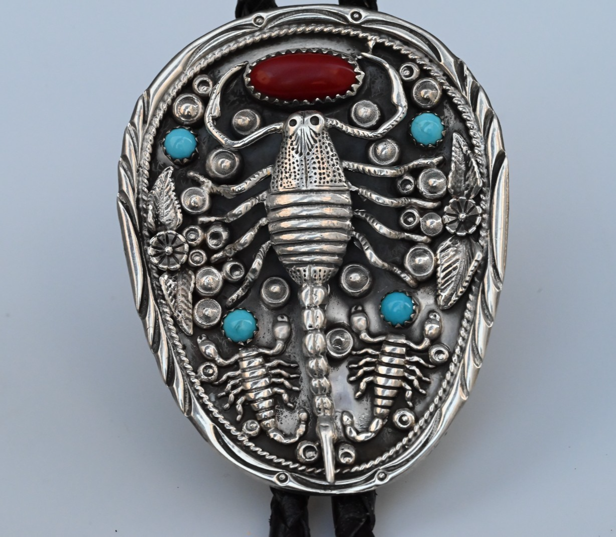 Southwestern Sterling Silver Bolo Tie Scorpion Motif by Kenny Ray McNeilly Jr0