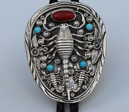 Southwestern Sterling Silver Bolo Tie Scorpion Motif by Kenny Ray McNeilly Jr0