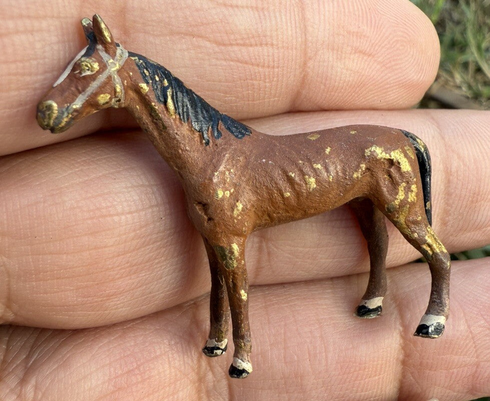 Gorgeous Antique Austrian Vienna Cold Painted Bronze Figure of Brown Horse0