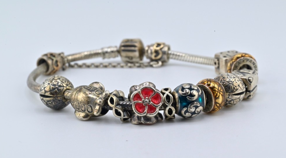 Original Vintage PANDORA Sterling Silver Charm Bracelet5