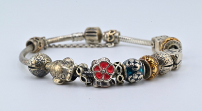 Original Vintage PANDORA Sterling Silver Charm Bracelet5