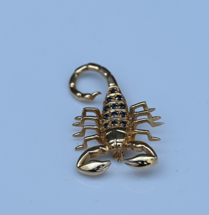 Lovely Yellow Gold Scorpion Brooch Pin with Natural Sapphire Accents2