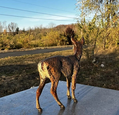 Antique Austrian Vienna Cold Painted Bronze Figure of Doe Deer3
