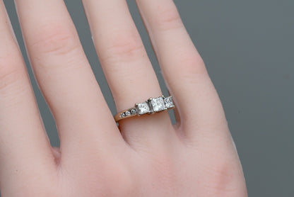 Princess Cut Diamond Three-stone Engagement Ring Crafted in 14k Two Tone Gold5