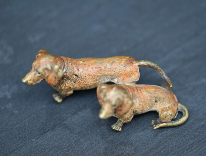 Antique 1900s Austrian Vienna Cold Painted Bronze Figure of Two Dachshund Dogs3