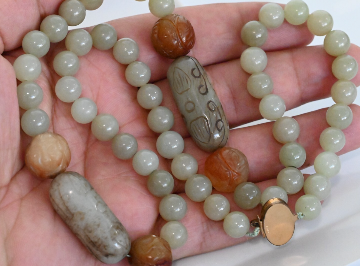 Antique / Vintage Chinese Beaded Jade Necklace4