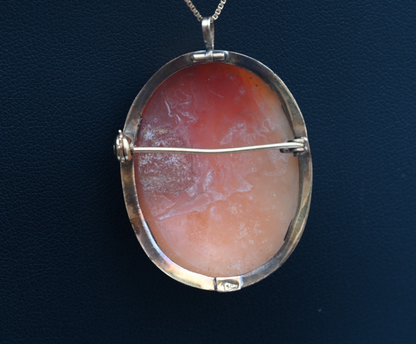 Antique Cameo Hand-Carved Profile of Goddess Diana (Artemis) 18K YG Pendant4