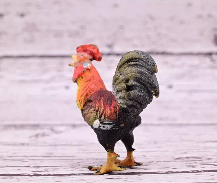 Colorful Antique Austrian Vienna Cold Painted Bronze Figure of Miniature Rooster4