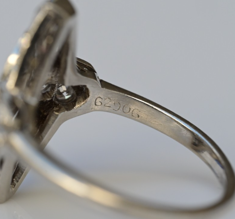 Petite Antique 1900s Art Deco Period Platinum Ring w VS Diamonds IGI Certified5