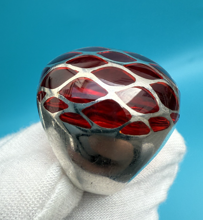 Attractive 925 Sterling Silver & Rich Red Color Dome Ring3