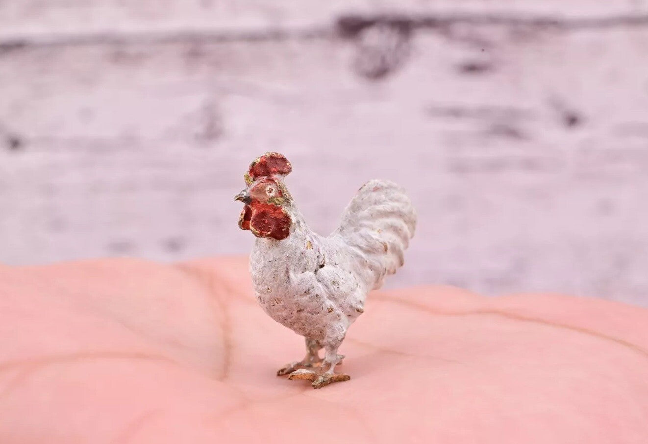 Stunning Antique Austrian Vienna Cold Painted Bronze of Little White Chicken12