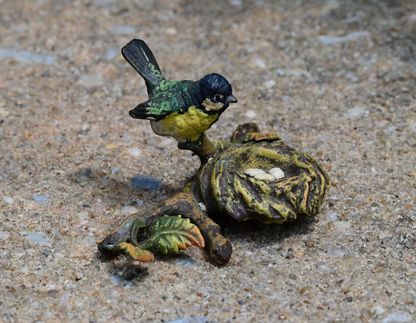 Antique Austrian Vienna Cold Painted Bronze Figure of Songbird Nest Watching2