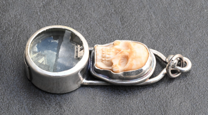 Awesome Signed Sterling Silver & Human Skull Design Southwest Jewelers Loupe4