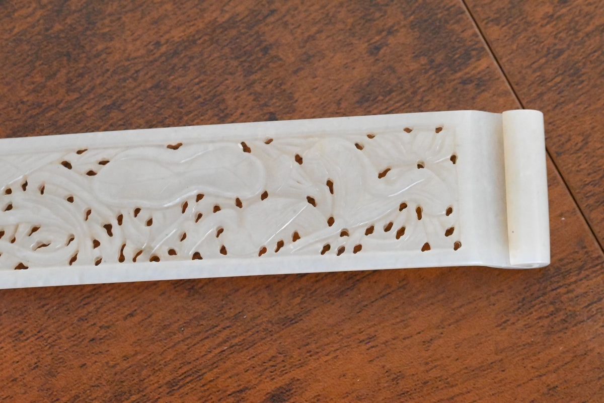 Amazing Antique Carved Chinese White Jade Page Turner or Hair Ornament Bianfang5