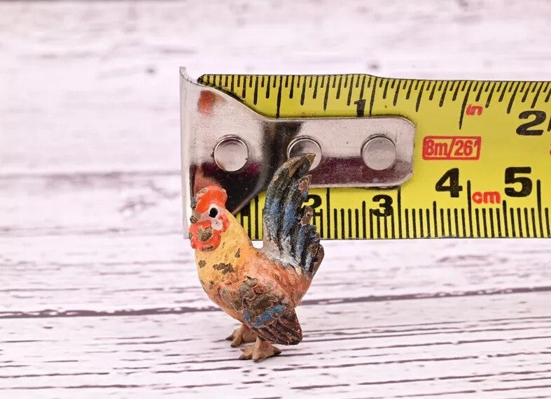 Original & Beautiful Antique Austrian Vienna Cold Painted Bronze of Tiny Rooster15