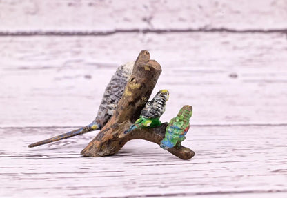 Attractive Antique Austrian Vienna Cold Painted Bronze Figure of Parakeet Family9