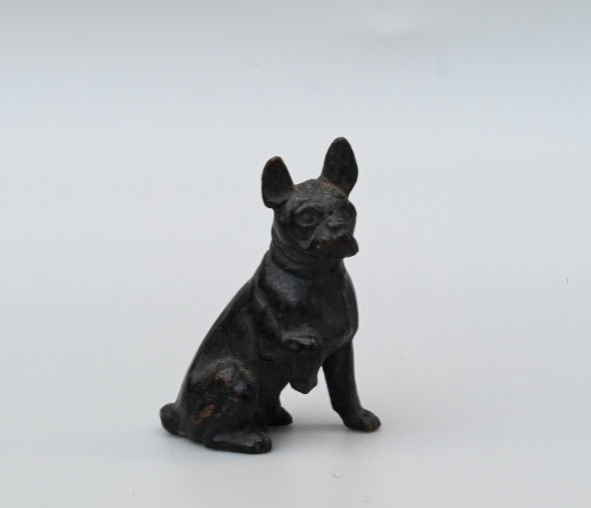 Antique French or Austrian Vienna Cold Painted Bronze Figure of French Bulldog0